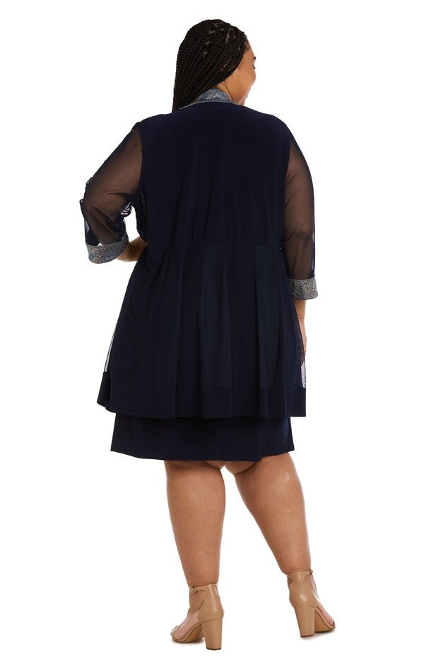 Two-Piece Foil Knit Detail Jacket Dress - Plus, , alternate image number null