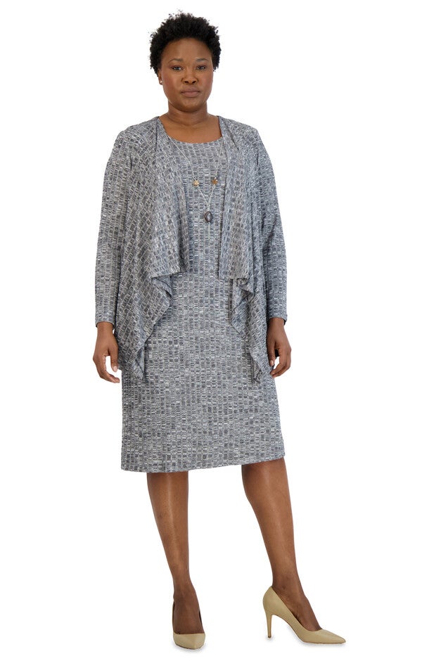 Cascade Jacket and Dress with Detachable Necklace - Plus, Charcoal, hi-res image number null