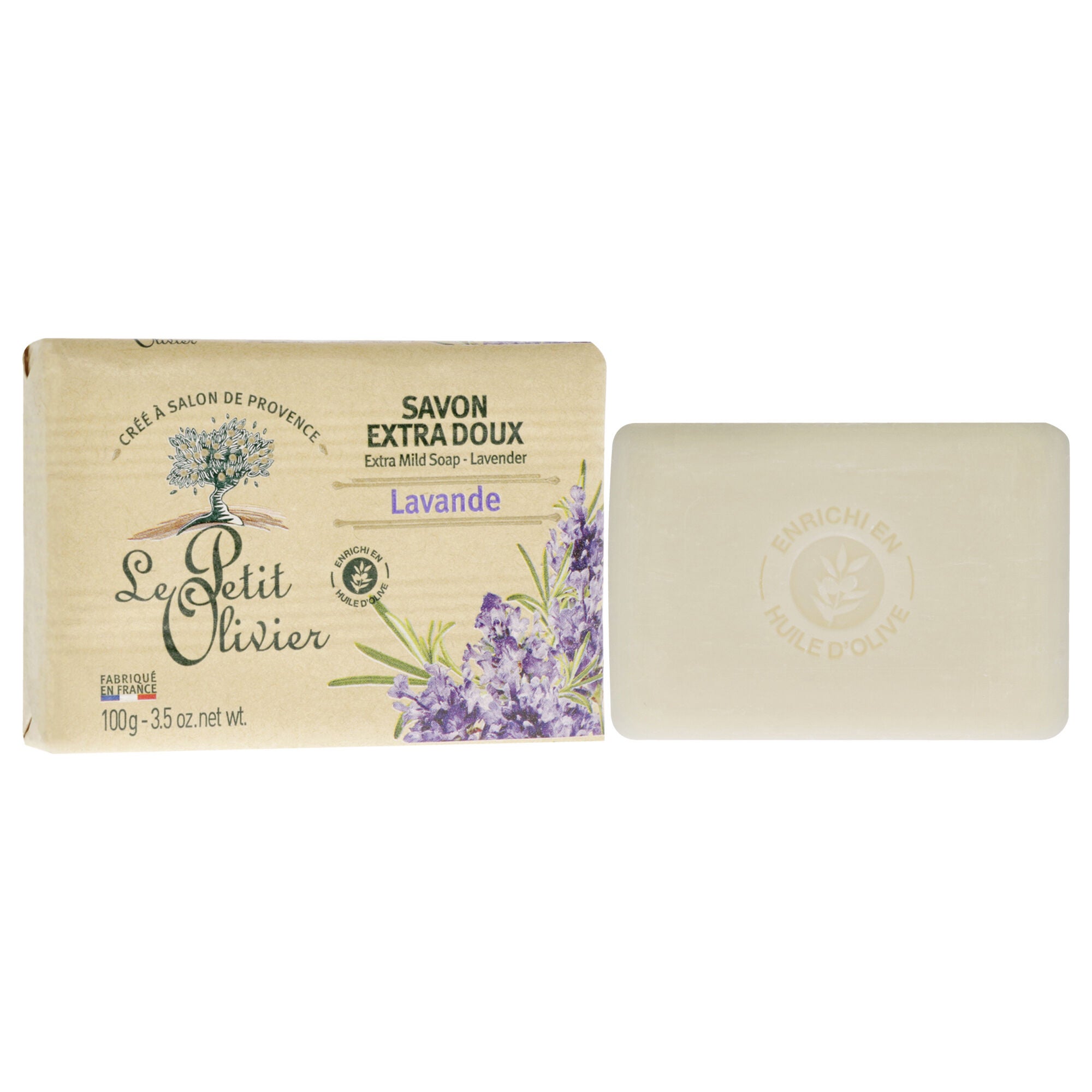 Extra Mild Soap - Lavender by Le Petit Olivier for Unisex - 3.5 oz Soap, See Description, alternate image number 1
