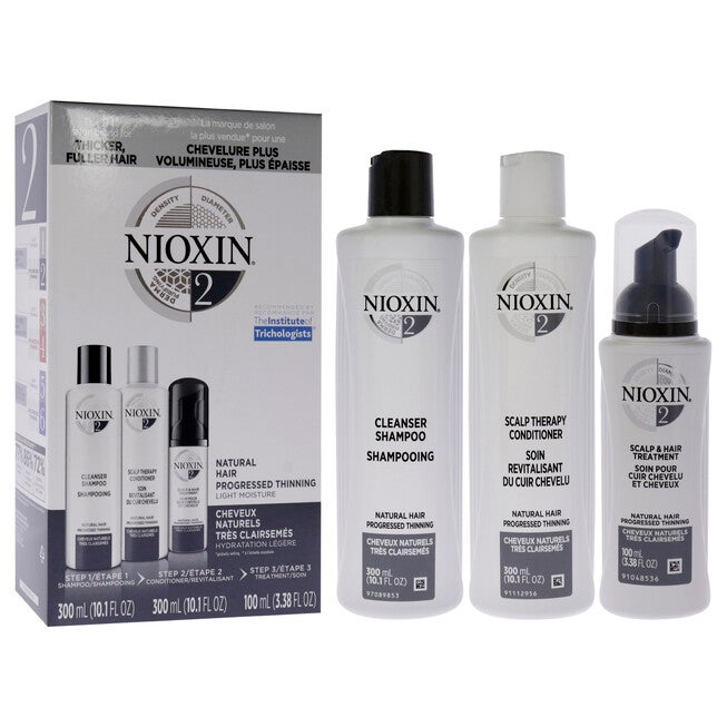 System 2 Kit by Nioxin for Unisex - 3 Pc 10.1oz Cleanser Shampoo, 10.1 oz Scalp Therapy Conditioner, 1Liter Scalp and Hair Treatment, NA, alternate image number null