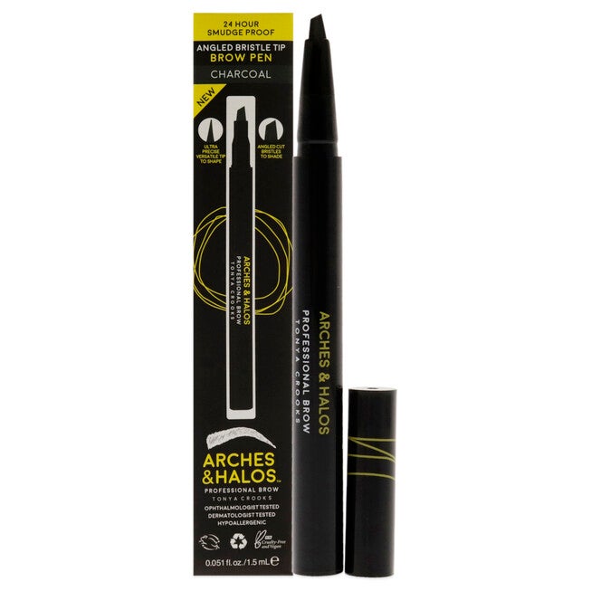 Angled Bristle Tip Waterproof Brow Pen - Charcoal by Arches and Halos for Women - 0.051 oz Eyebrow Pencil, NA, hi-res image number null