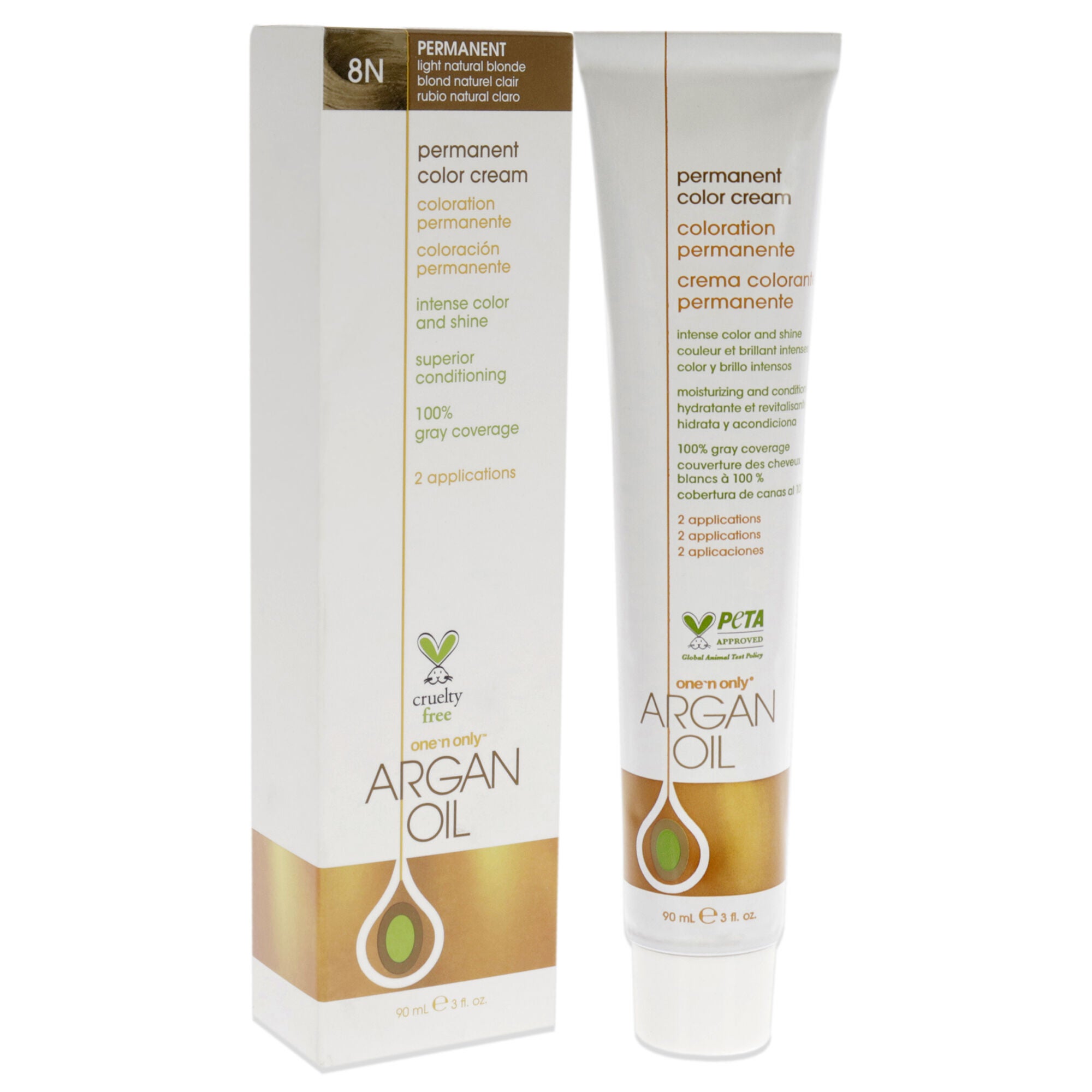 Argan Oil Permanent Color Cream - 8N Light Natural Blonde by One n Only for Unisex - 3 oz Hair Color, See Description, alternate image number 1