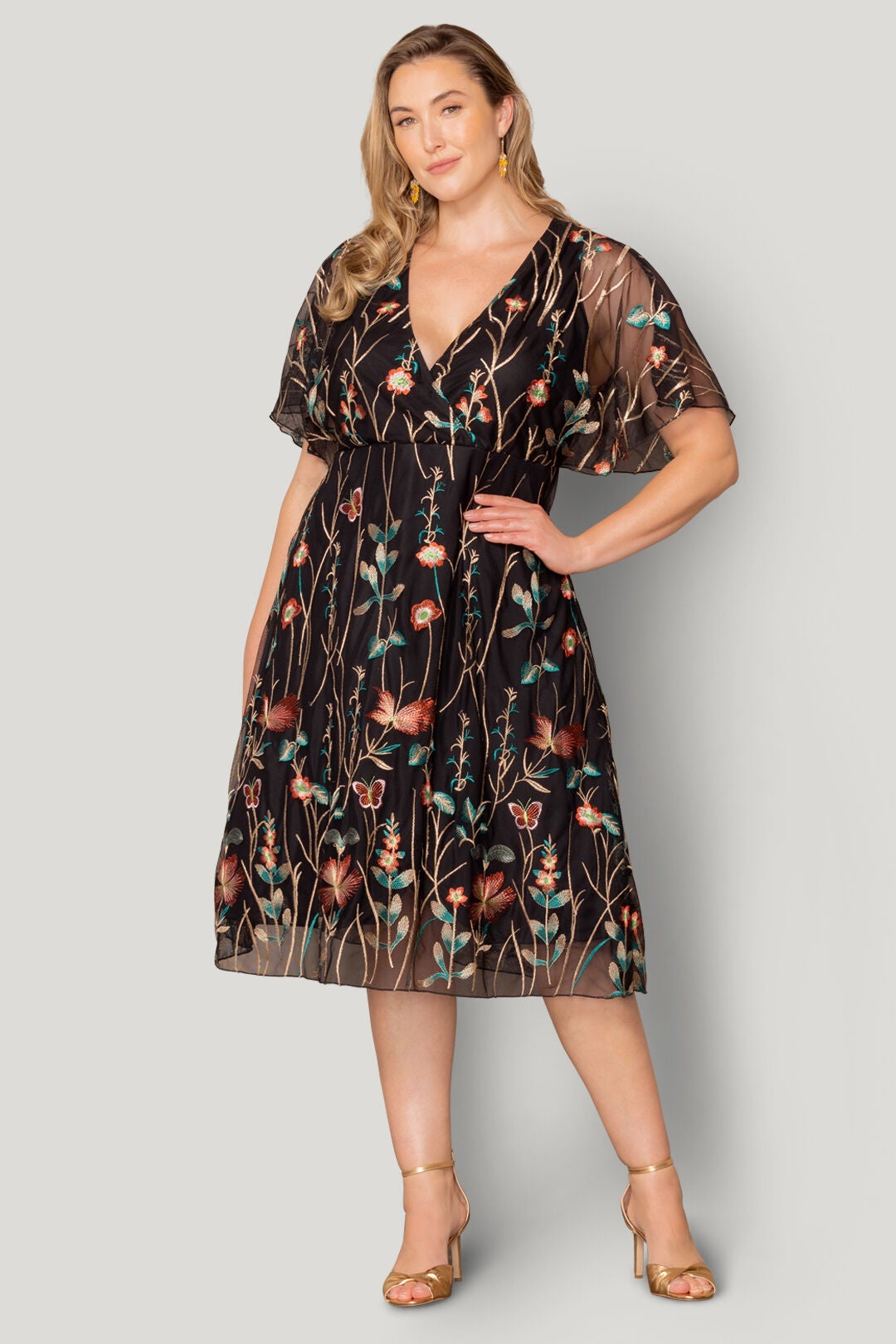 Sonnet Embroidered Cocktail Dress, Onyx / Black, hi-res image number 0