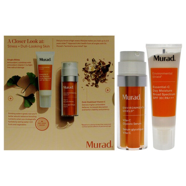 Under The Microscope The Power Brighteners Kit by Murad for Women - 2 Pc 1oz Vitamin C Glycolic Serum, 1.7oz Essential C Day Moisture SPF 30, NA, hi-res image number null