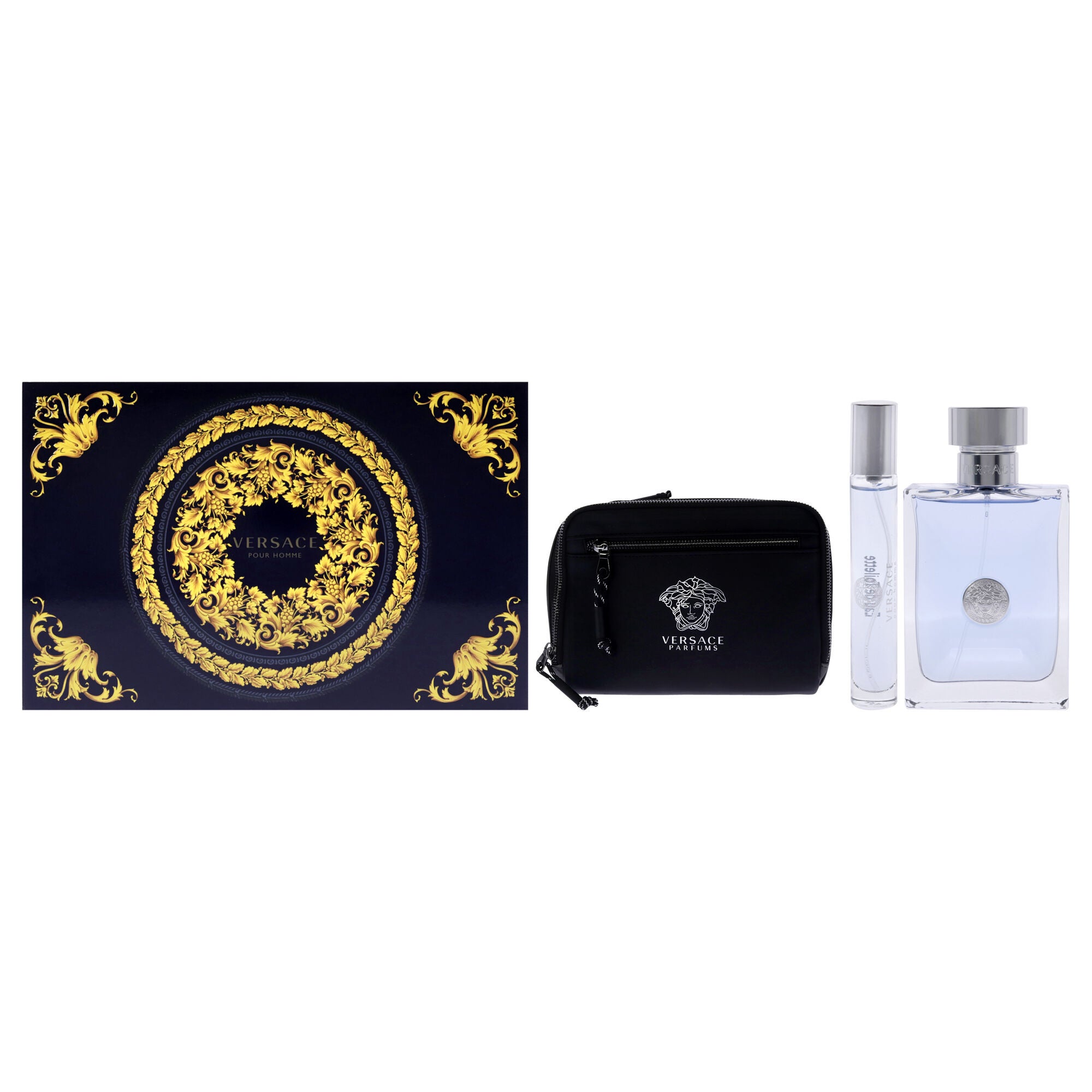 Versace Pour Homme by Versace for Men - 3 Pc Gift Set 3.4oz EDT Spray, 0.34oz EDT Spray, Pouch, See Description, hi-res image number 0
