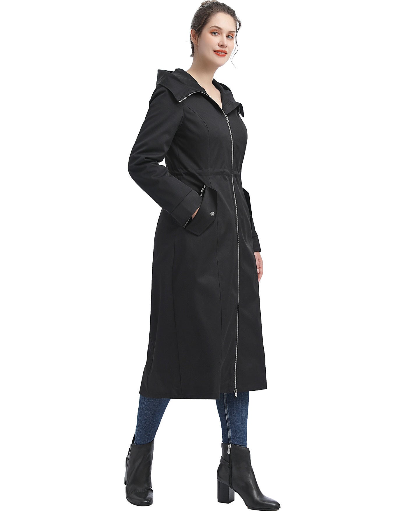 Zip-Out Lined Hooded Long Raincoat, , alternate image number 3
