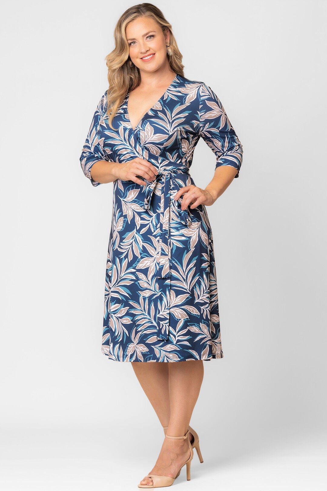 Signature Wrap Dress, Teal Botanical Print / Teal, alternate image number 3