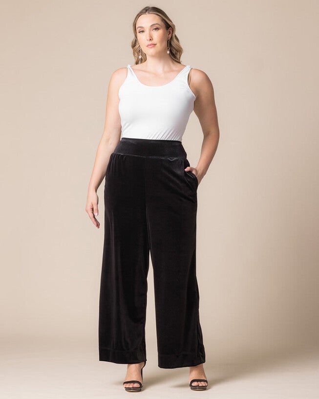 Velvet Luxe Wide Leg Pants, Onyx, hi-res image number null