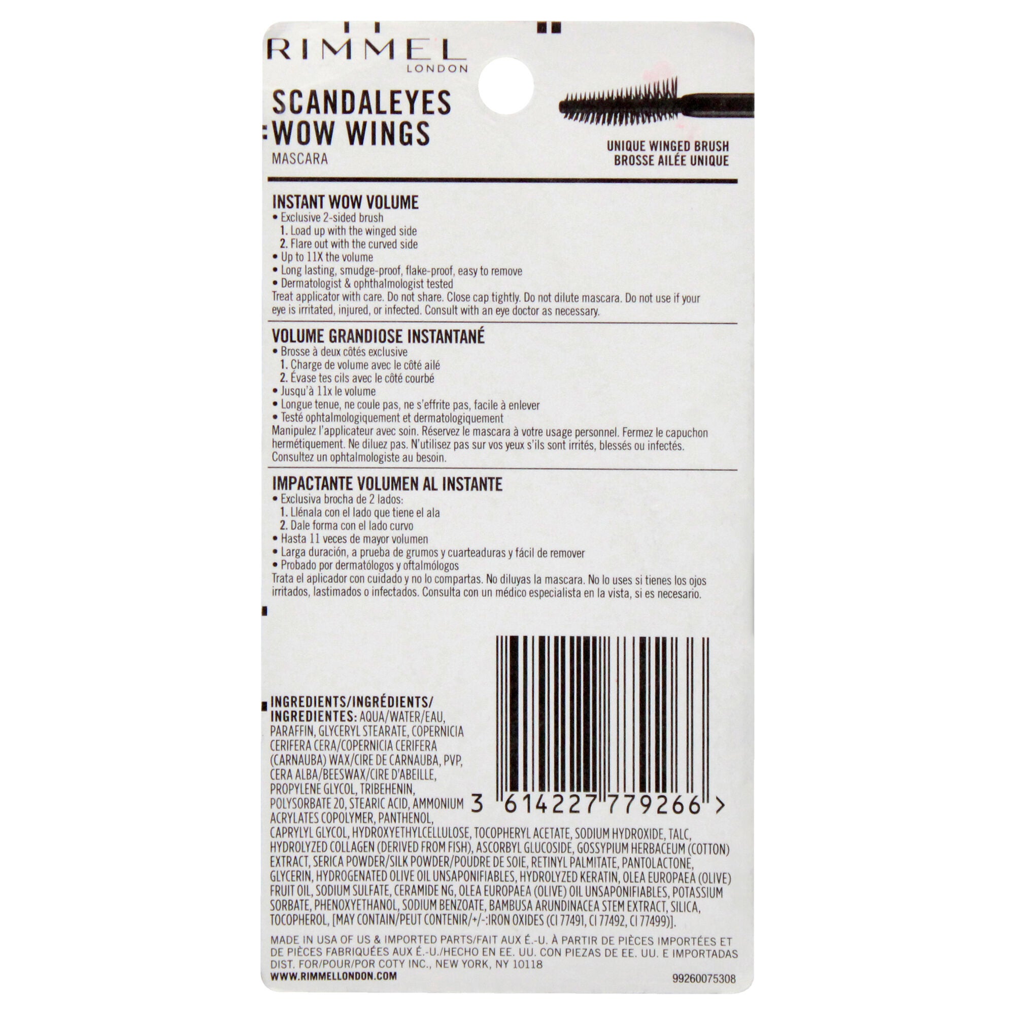 Scandaleyes Wow Wings Macara - 003 Extreme Black by Rimmel London for Women - 0.4 oz Mascara, See Description, alternate image number 1