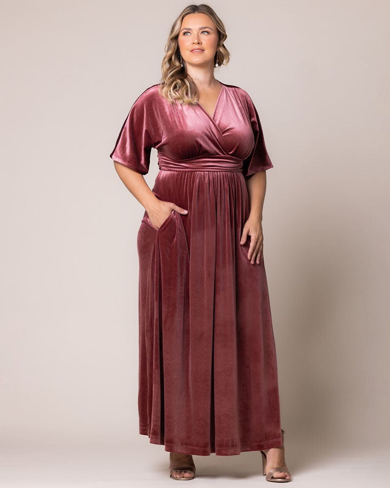Verona Velvet Evening Gown, Mauve Rose, alternate image number 2