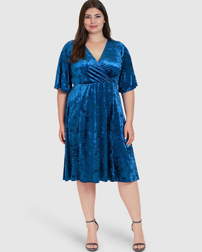 Fit and Flair Velvet Dress, , alternate image number 4