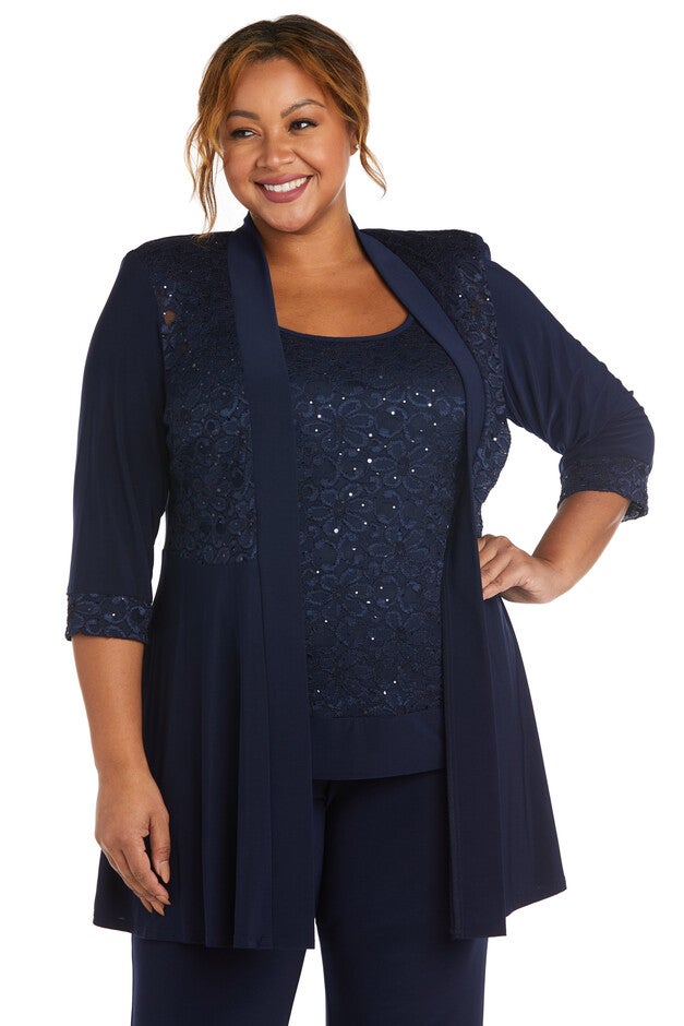 Faux Trouser Set with Lace and Sequin Detailing, , alternate image number null