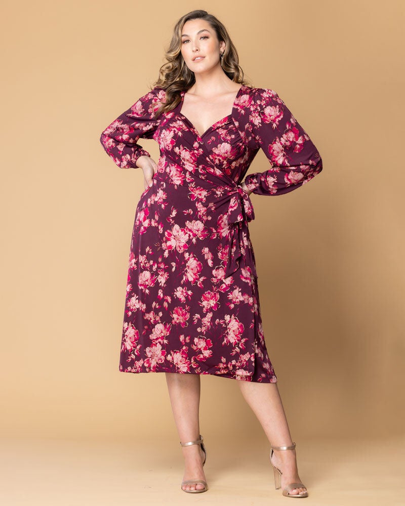 Socialite Sweetheart Wrap Dress, Sangria Blooms, hi-res image number 0