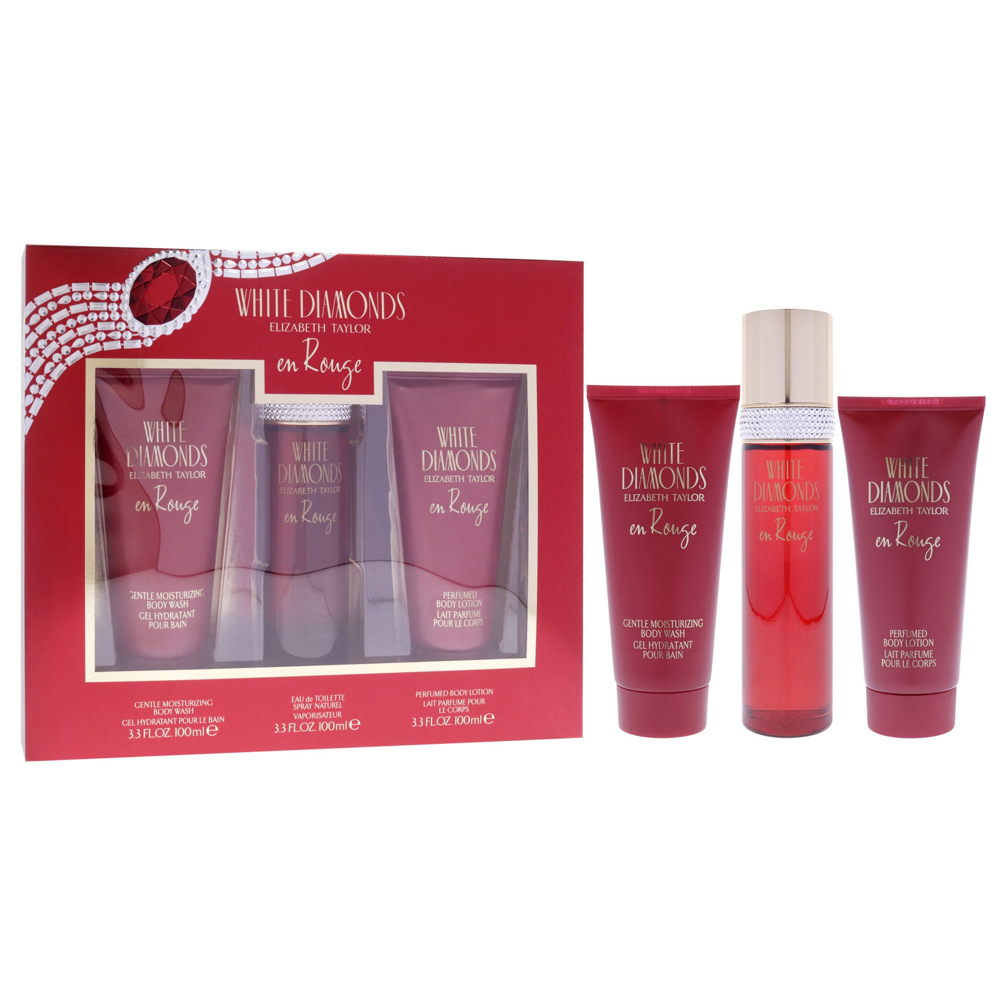 White Diamonds En Rouge by Elizabeth Taylor for Women - 3 Pc Gift Set 3.3oz EDT Spray, 3.3oz Body Lotion, 3.3oz Body Wash, See Description, alternate image number 2