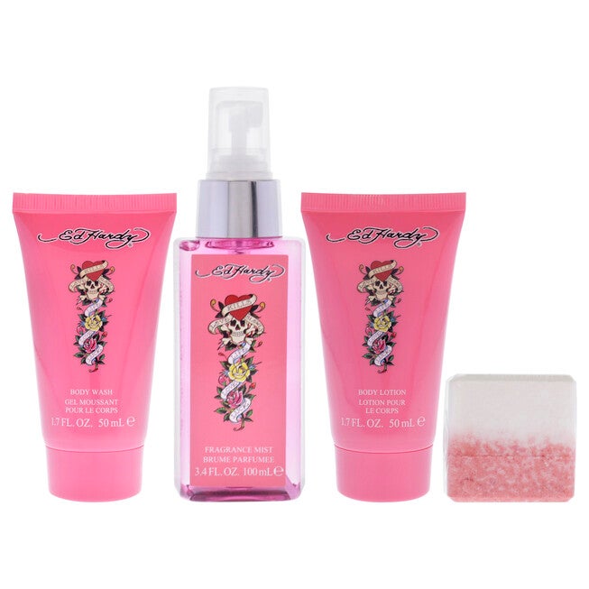 Ed Hardy by Christian Audigier for Women - 4 Pc Gift Set 3.4oz Body Mist, 1.7oz Body Lotion, 1.7oz Body Wash, 2.65oz Shower Steamer, NA, alternate image number null