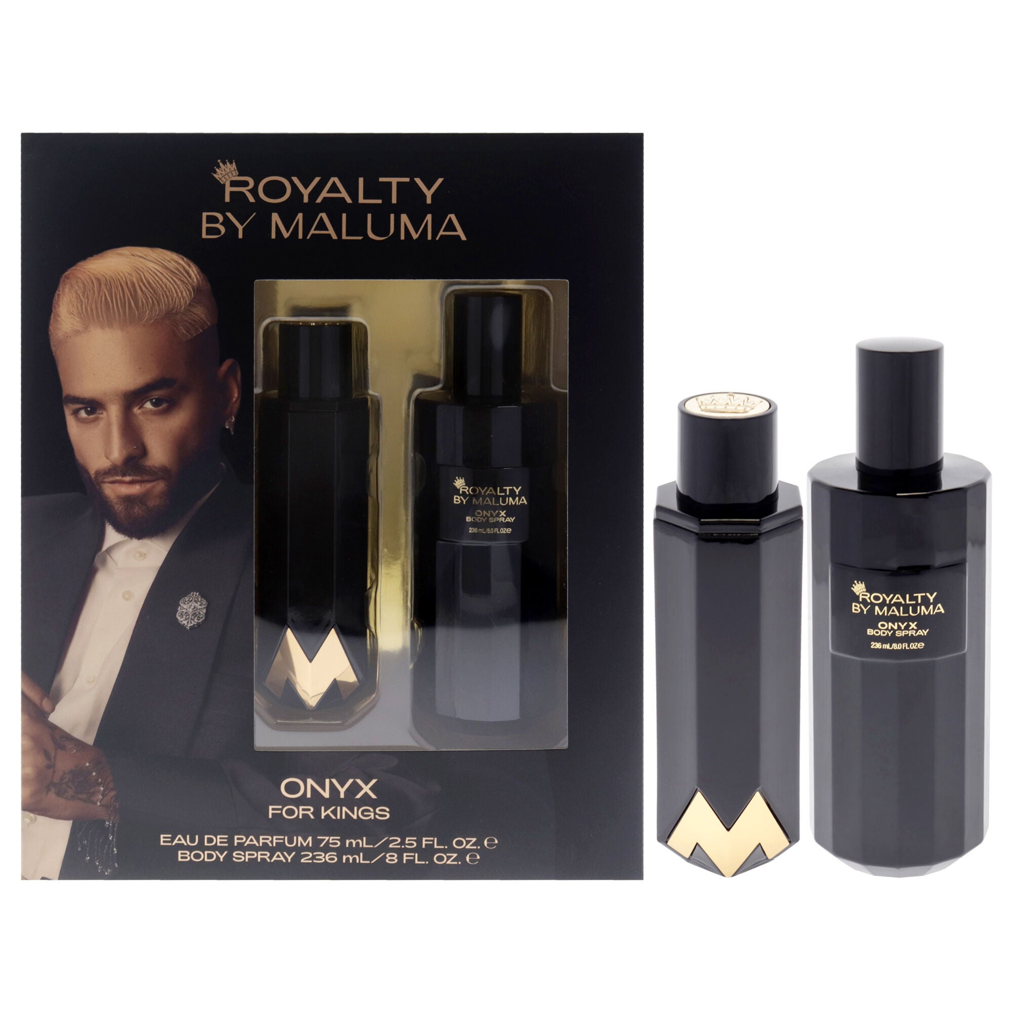 Onyx by Royalty By Maluma for Men - 2 Pc Gift Set 2.5oz EDP Spray, 8oz Body Spray, See Description, hi-res image number 0