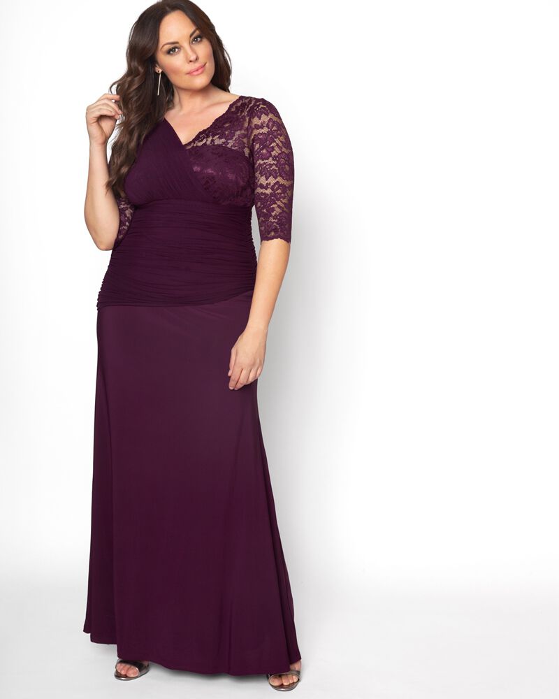 Woman within formal evening dresses store