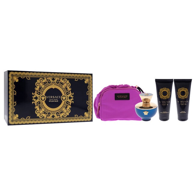 Dylan Blue by Versace for Women - 4 Pc Gift Set - 3.4oz EDP Spray, 3.4oz Sublime Body Lotion, 3.4oz Sublime Bath and Shower Gel, Makeup Case, NA, alternate image number null