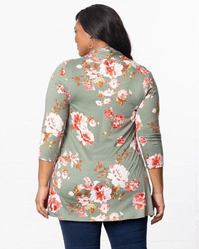 Lori Print Cardigan, Sage Garden Print, alternate image number null