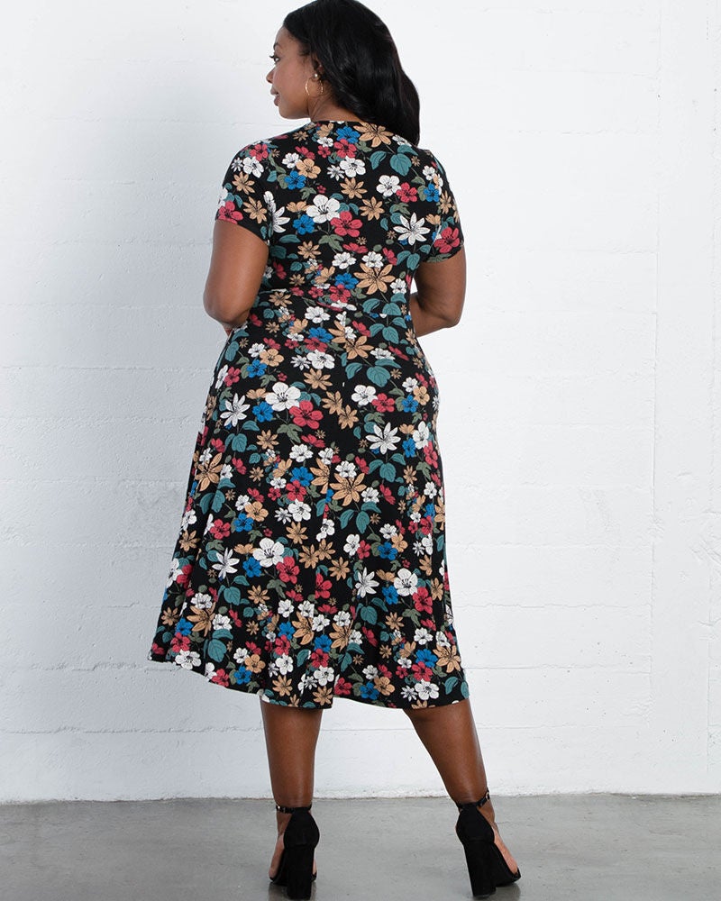 Farrah Faux Wrap Dress, BlackBlue, alternate image number 1