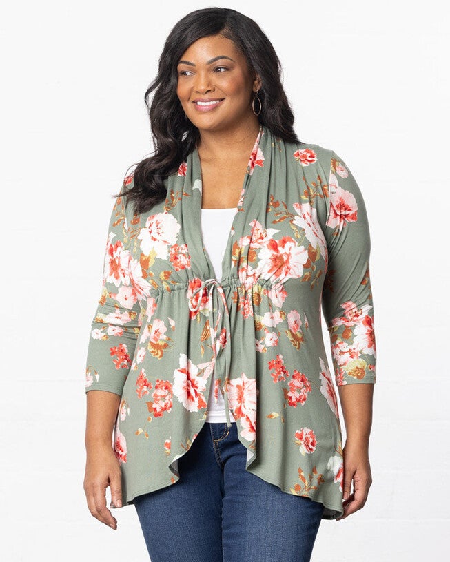 Lori Print Cardigan, Sage Garden Print, alternate image number null