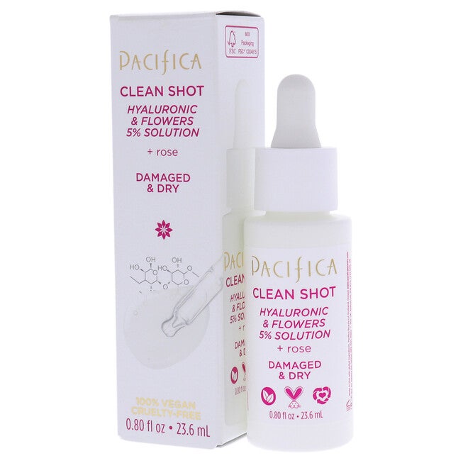 Clean Shot Hyaluronic and Flowers 5 Percent Solution by Pacifica for Unisex - 0.8 oz Serum, NA, alternate image number null
