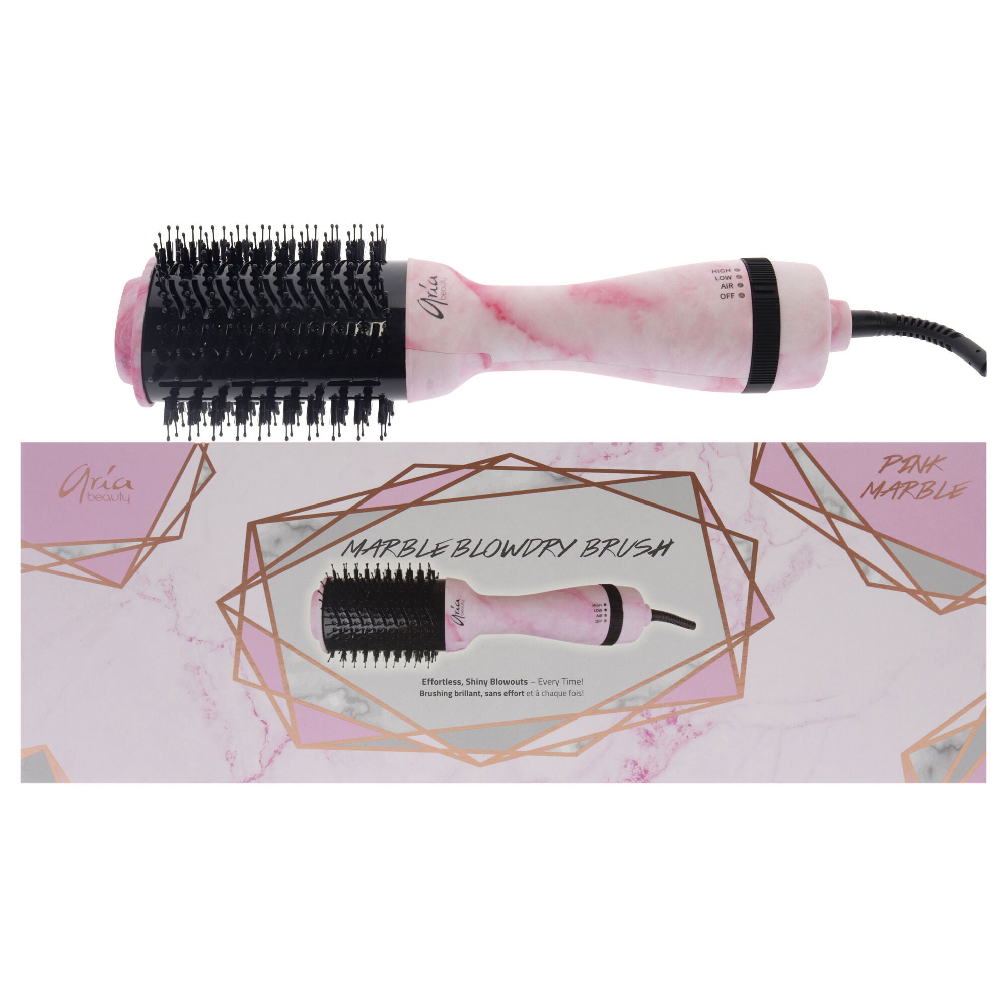 Blowdry Brush - Pink Marble by Aria Beauty for Women - 1 Pc Brush, See Description, hi-res image number 0