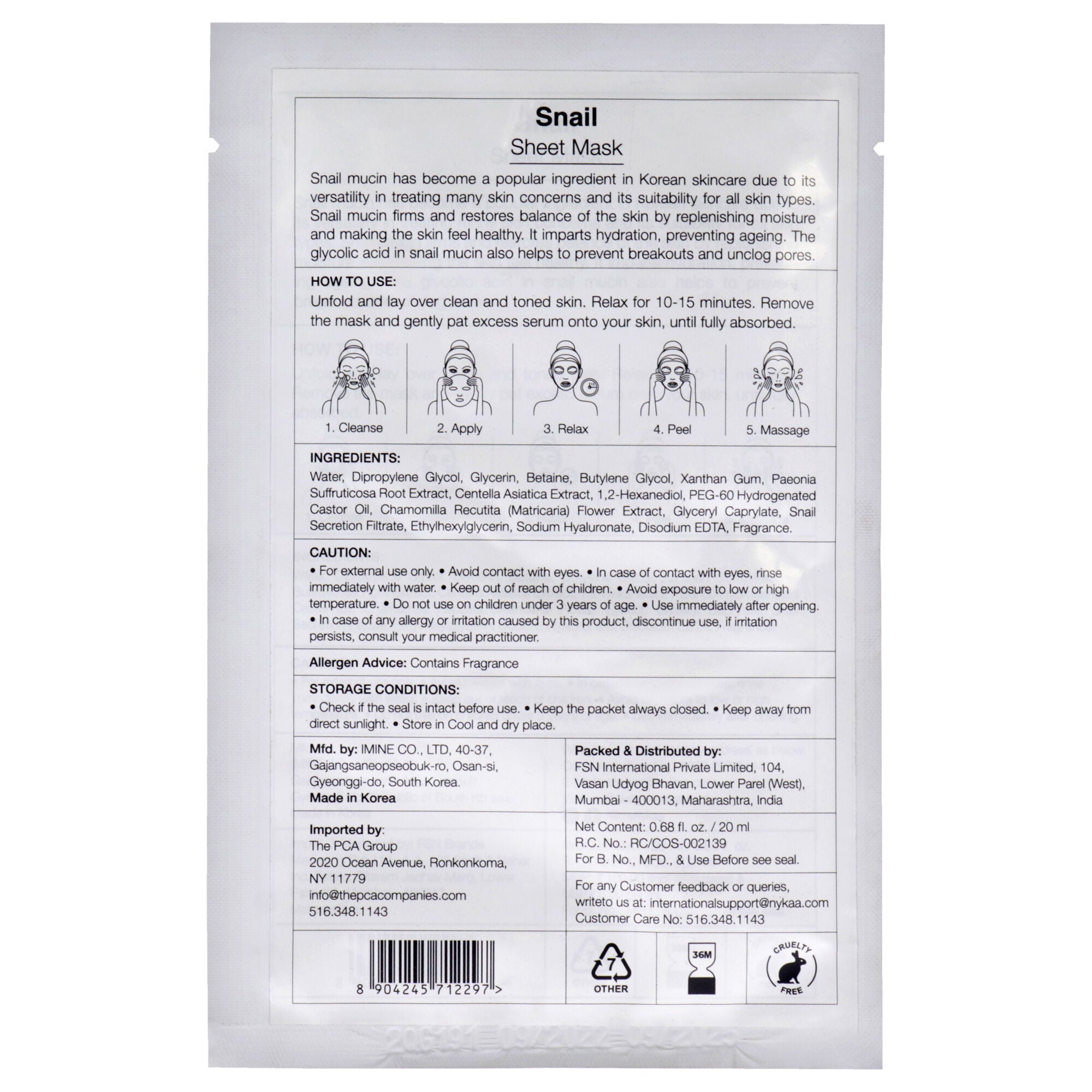 Skin Secrets Sheet Mask - Snail by Nykaa Naturals for Women - 1 Pc Mask, , alternate image number 3