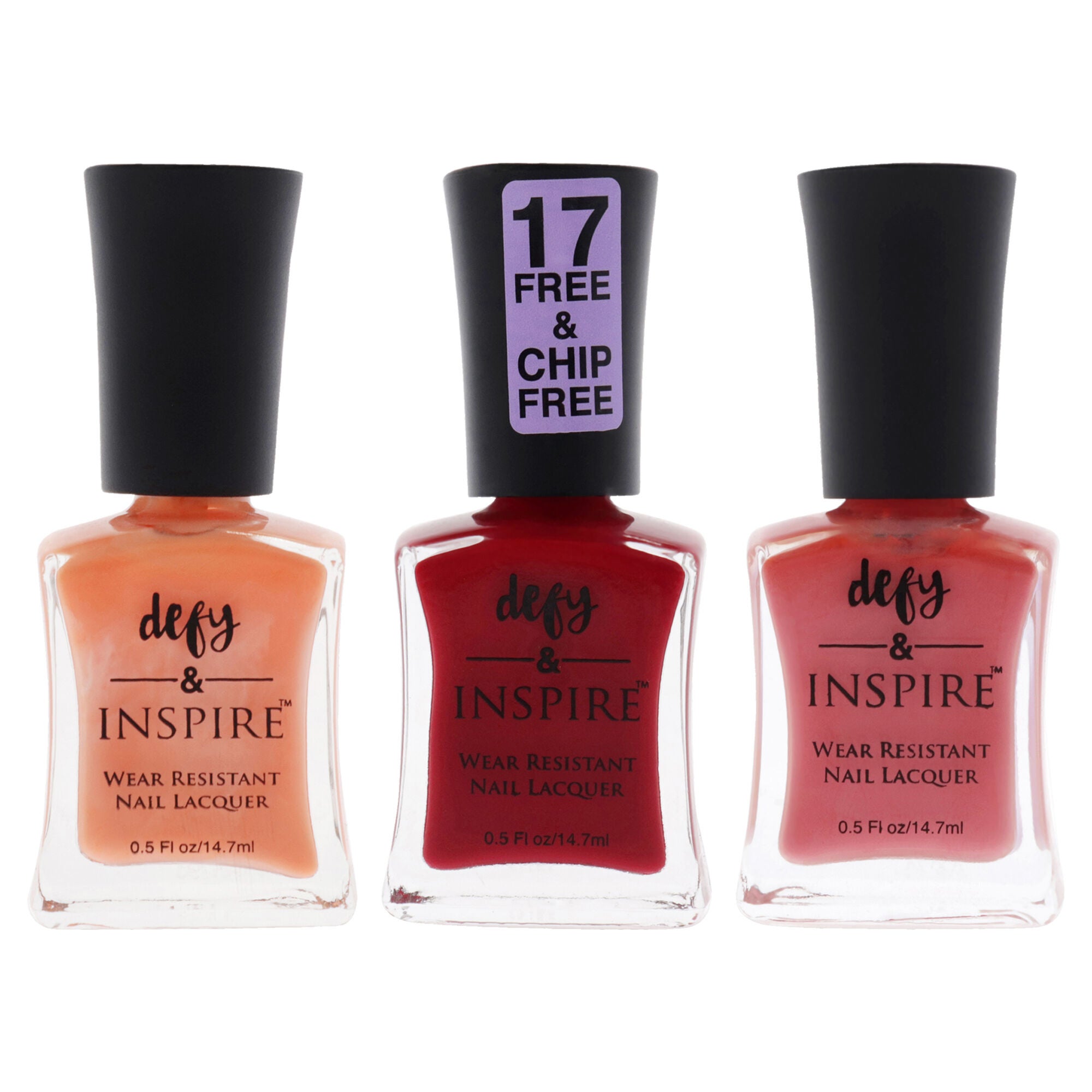 Wear Resistant Nail Lacquer Kit by Defy and Inspire for Women - 3 Pc Kit 0.5 oz Nail Polish - 156 Spolier Alert, 0.5oz Nail Polish - 220 The Final Rose, 0.5oz Nail Polish - N13 The Best, Multi, hi-res image number 0