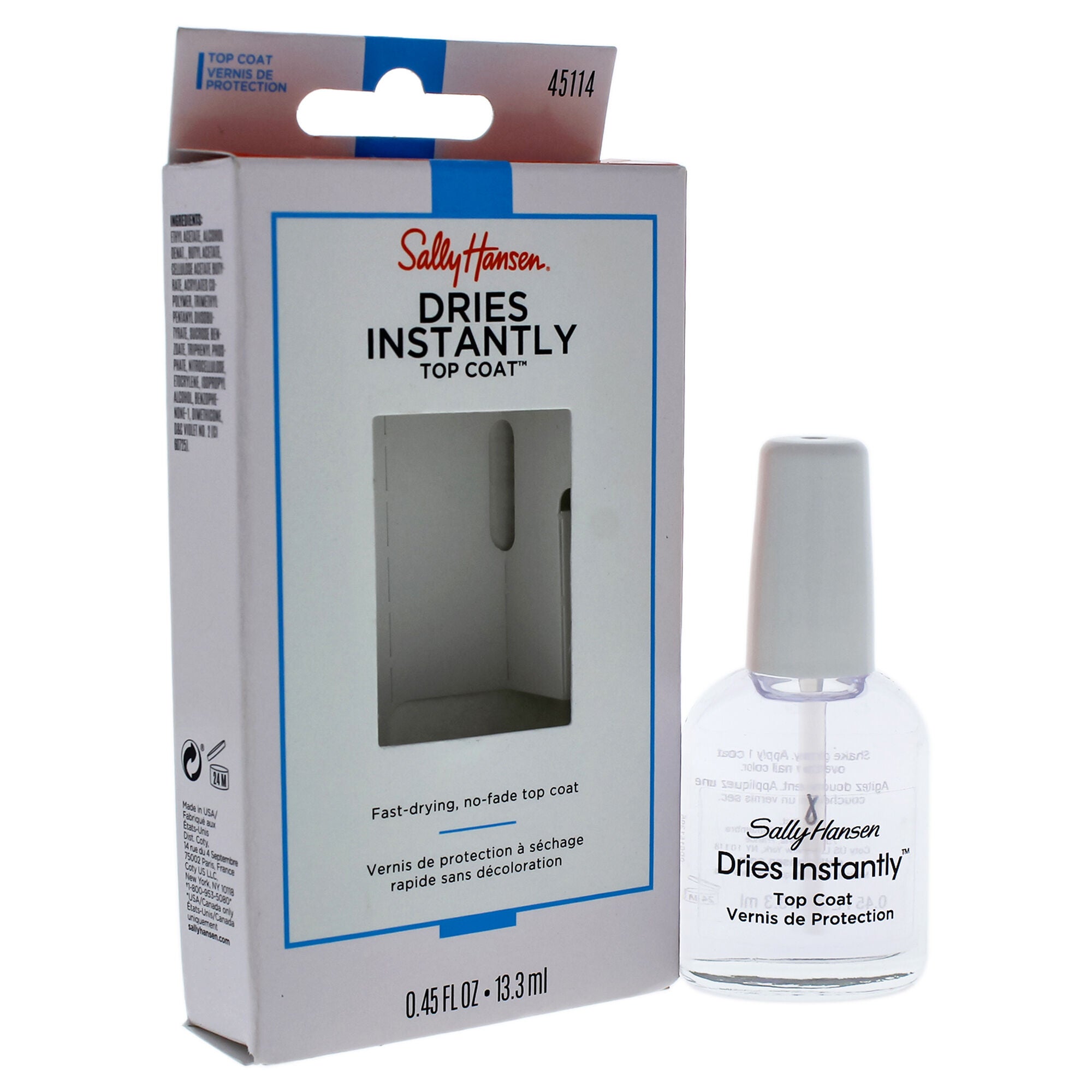 Dries Instantly Top Coat - 45114 Clear by Sally Hansen for Women - 0.45 oz Nail Polish, See Description, alternate image number 2