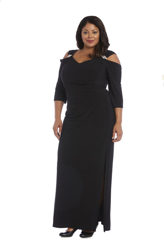 Column Diamante Evening Gown, Black, hi-res image number null