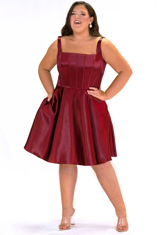 SCOOPED UP PARTY DRESS, Wine / New Wine, hi-res image number 0
