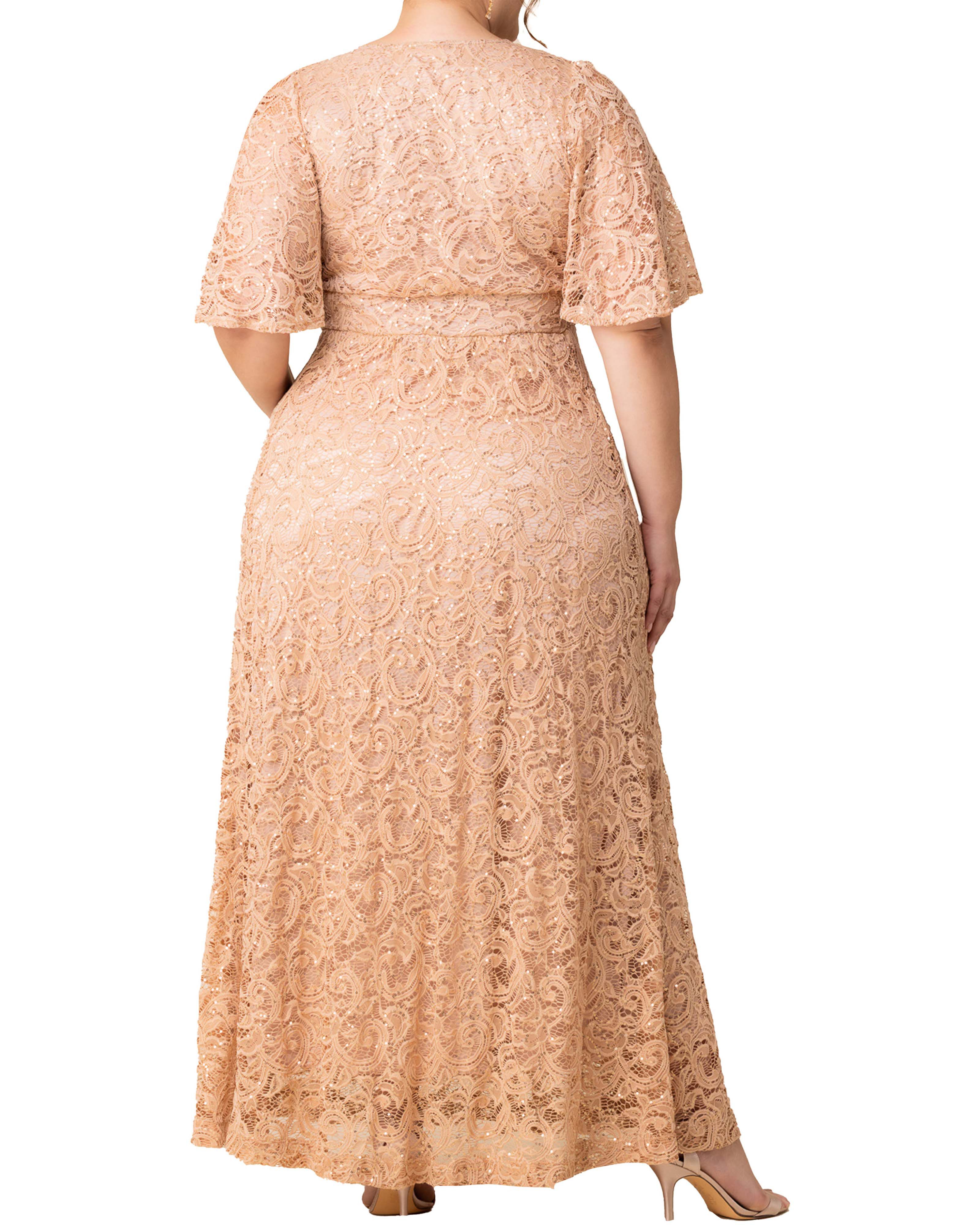 Luminous Sequin Lace Long Gown, CHAMPAGNE / Gold, alternate image number 1