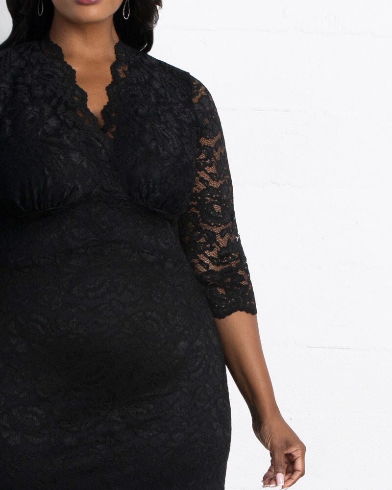 Scalloped Boudoir Lace Dress, Onyx, alternate image number 1