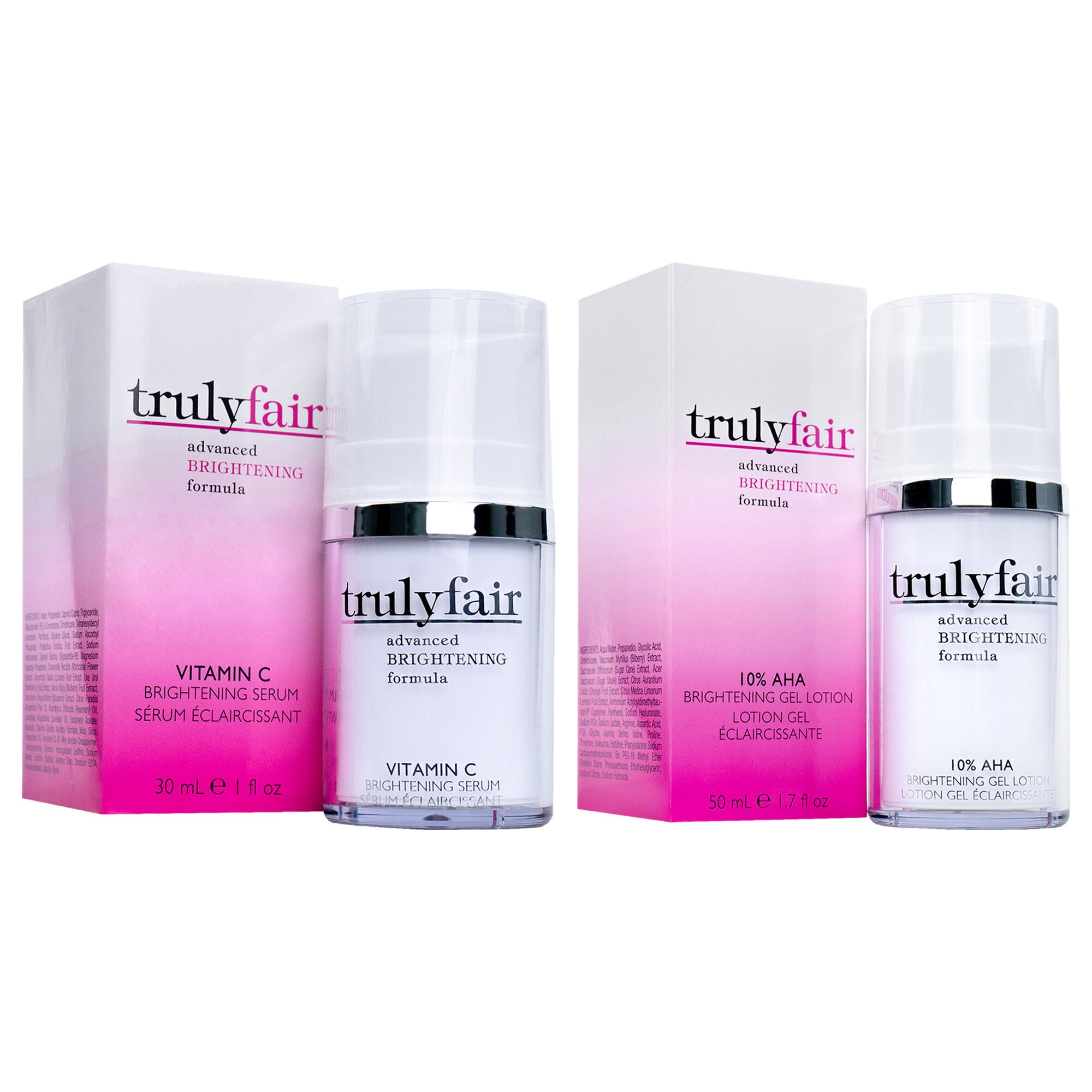 Truly Fair Kit by Truly Fair for Unisex - 2 Pc Kit 1oz Vitamin C Brightening Serum, 1.7oz 10 Percent Aha Brightening Gel Lotion, See Description, hi-res image number 0