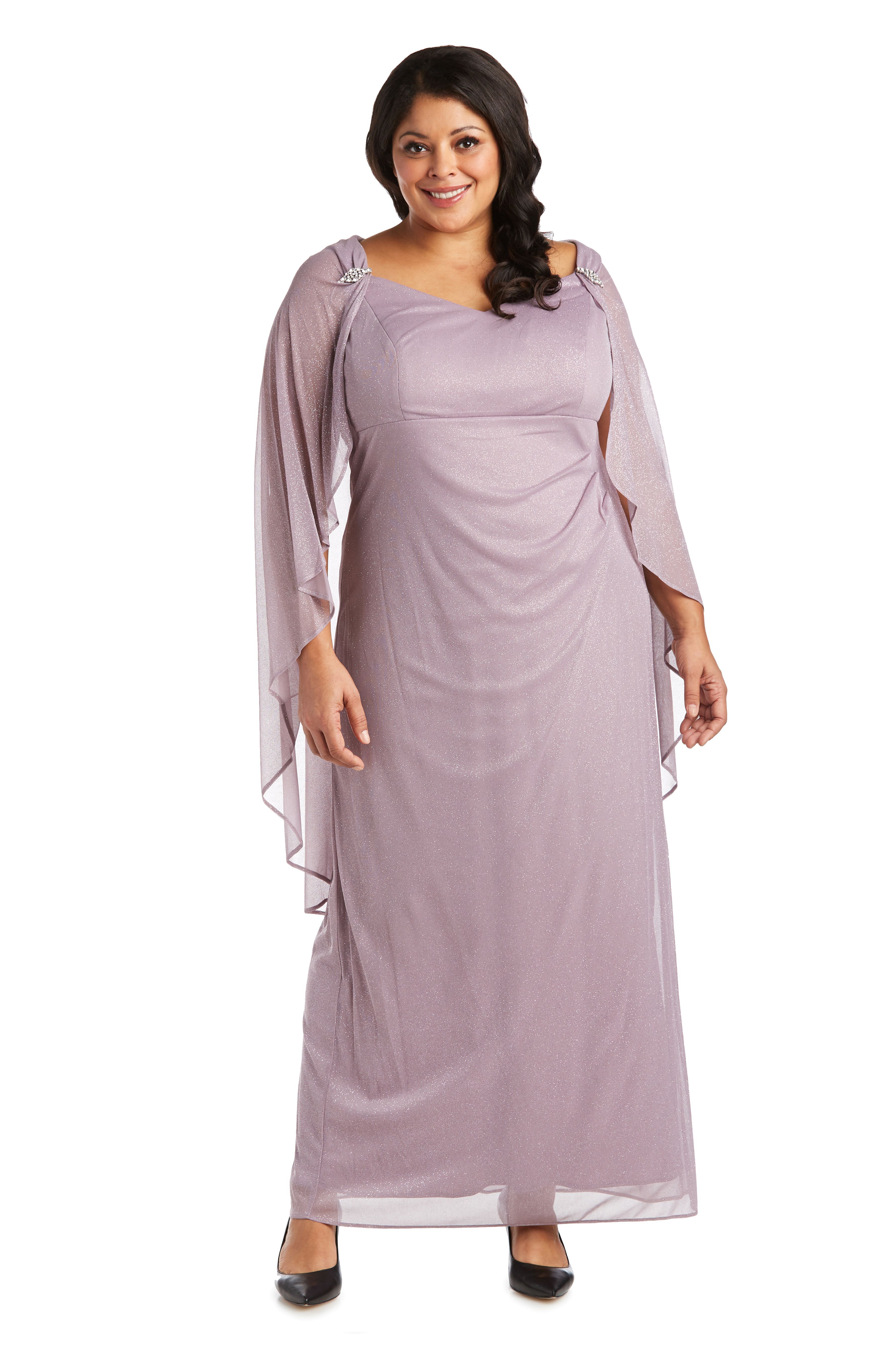 Empire Waist Gown with Cape Attachment - Plus, Mauve, hi-res image number 0