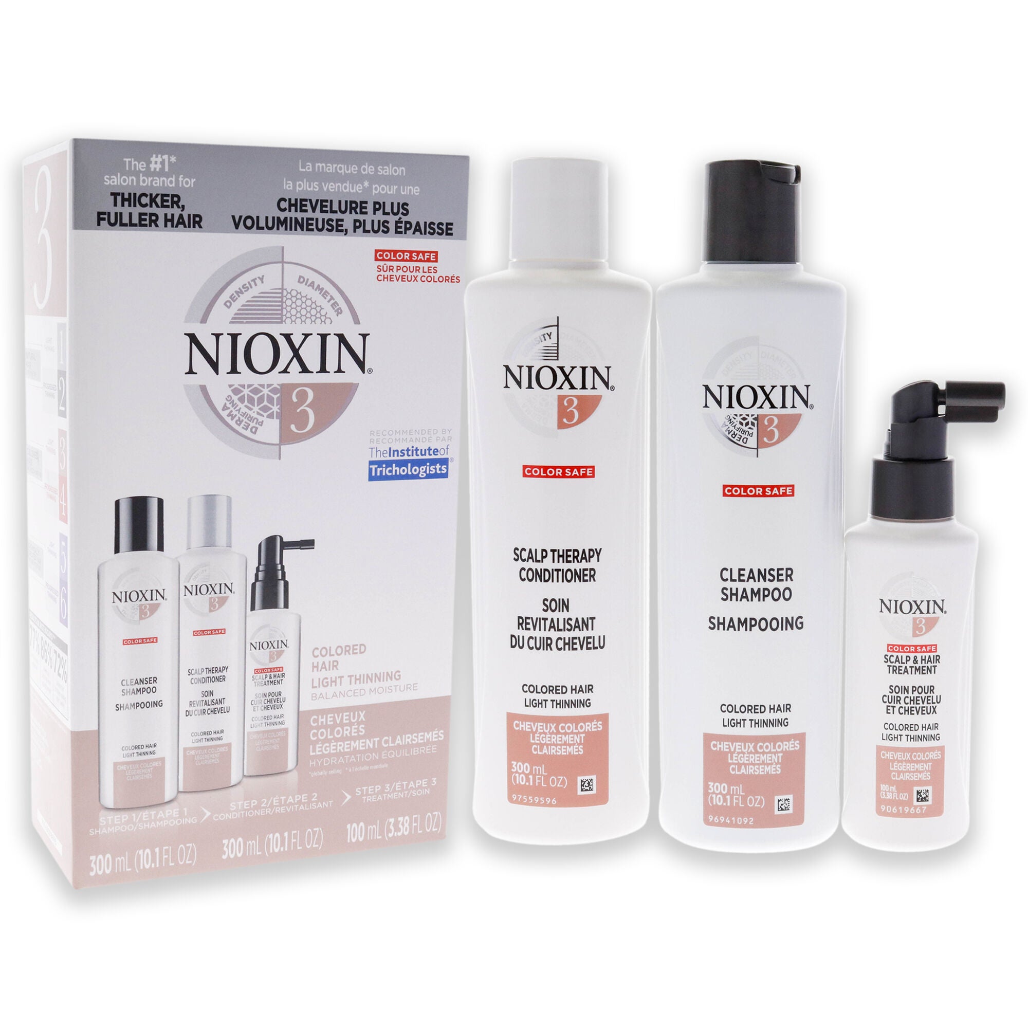 System 3 Kit by Nioxin for Unisex - 3 Pc 10.1oz Color Safe Cleanser Shampoo, 10.1 oz Color Conditioner, 1Liter Color Safe Scalp and Hair Treatment, , alternate image number 7