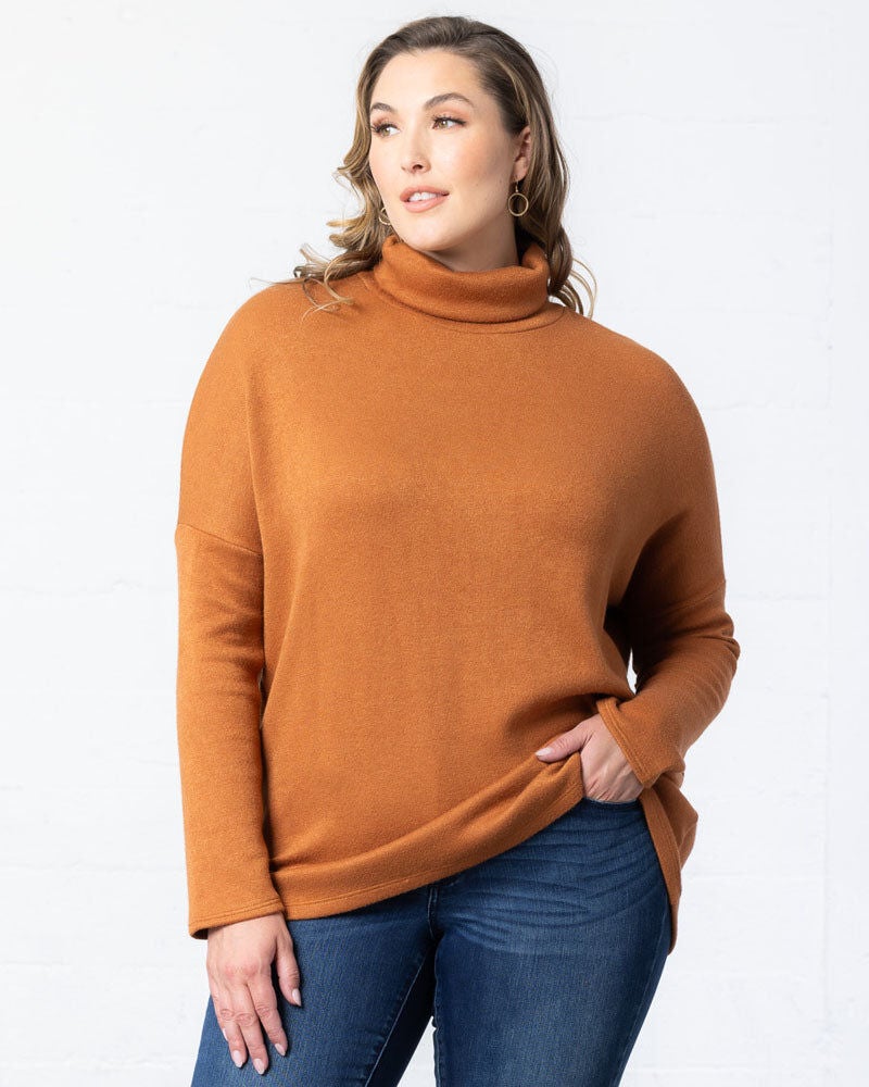 Paris Turtleneck Tunic Sweater, Camel, hi-res image number 0