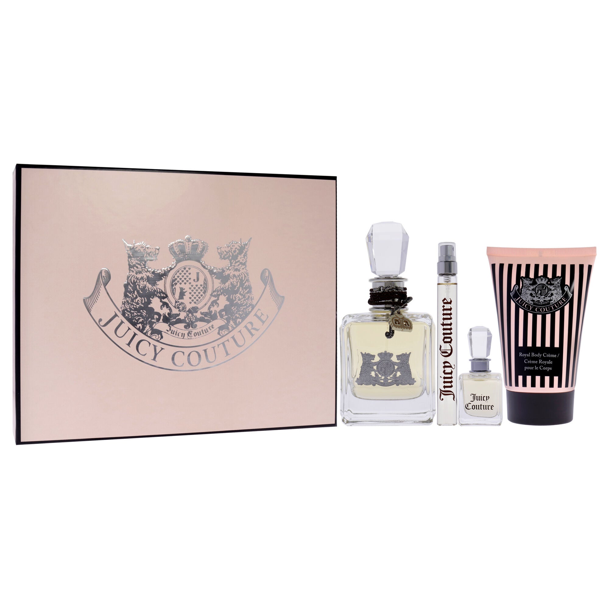 Juicy Couture by Juicy Couture for Women - 4 Pc Gift Set 3.4oz EDP Spray, 0.33oz EDP Spray, 0.17oz Deluxe Parfum Mini, 4.2oz Royal Body Cream, See Description, alternate image number 1