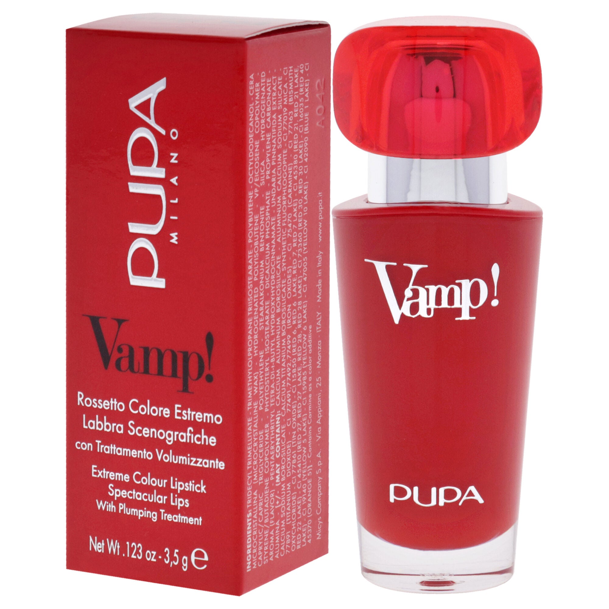 Vamp! Extreme Colour Lipstick with Plumping Treatment - 102 Rose Nude by Pupa Milano for Women - 0.123 oz Lipstick, See Description, alternate image number 3