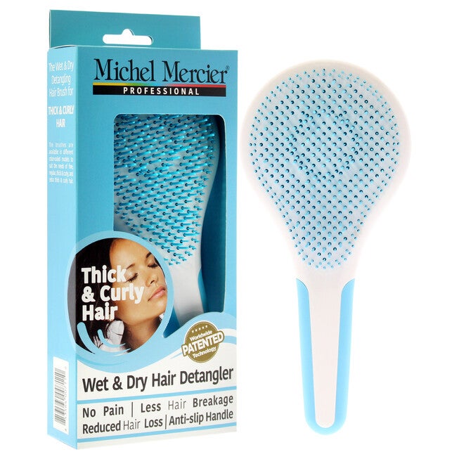 Wet and Dry Hair Detangler Thick and Curly Hair - Blue-White by Michel Mercier for Women - 1 Pc Hair Brush, NA, alternate image number null