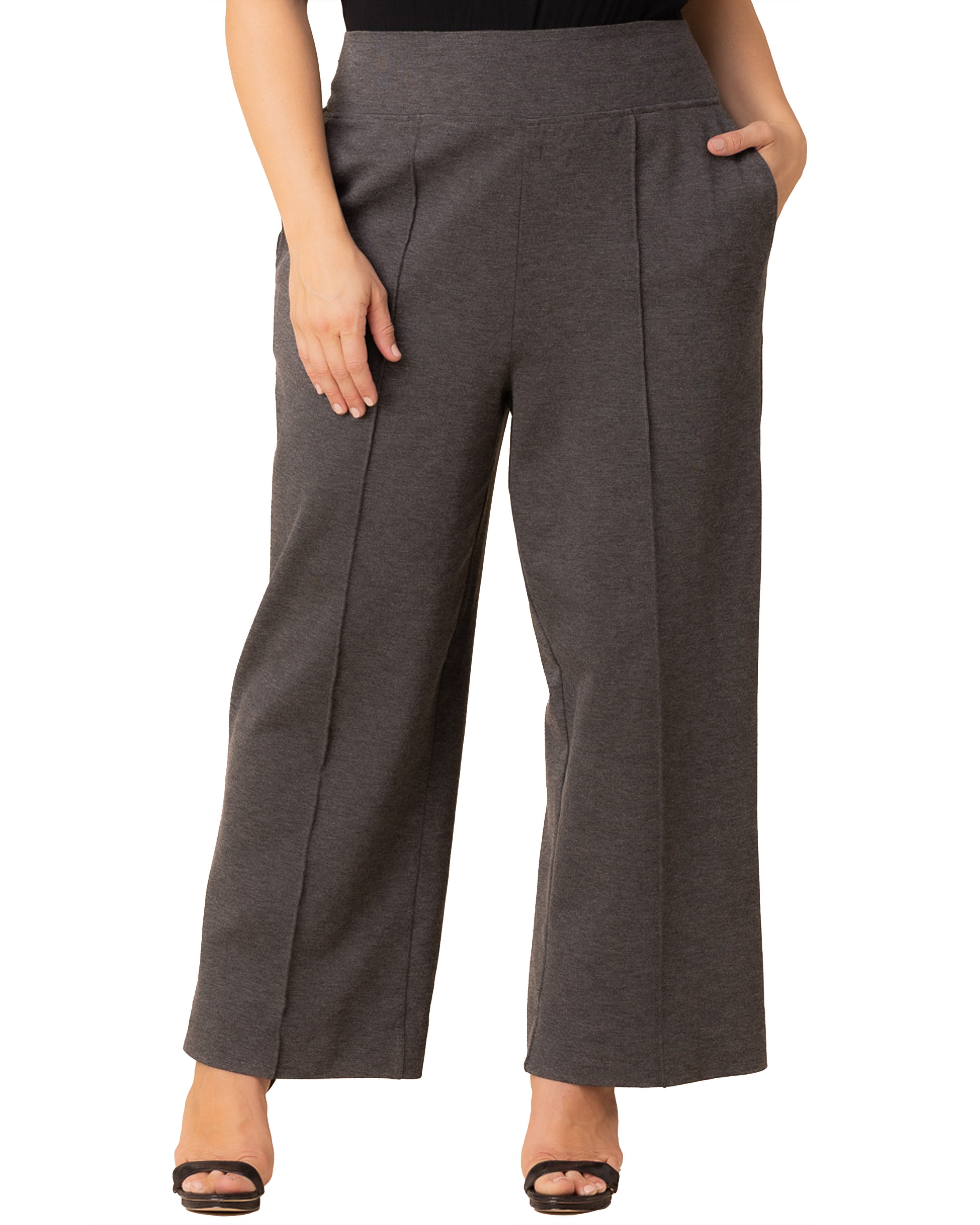 Polished Ponte Pants, CHARCOAL GREY / Charcoal Grey, hi-res image number 0