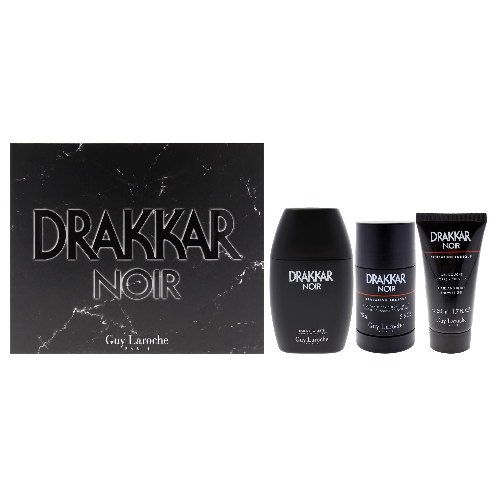 Drakkar Noir by Guy Laroche for Men - 3 Pc Gift Set 3.4oz EDT Spray, 2.6oz Deodorant Stick, 1.7oz Shower Gel, See Description, hi-res image number 0