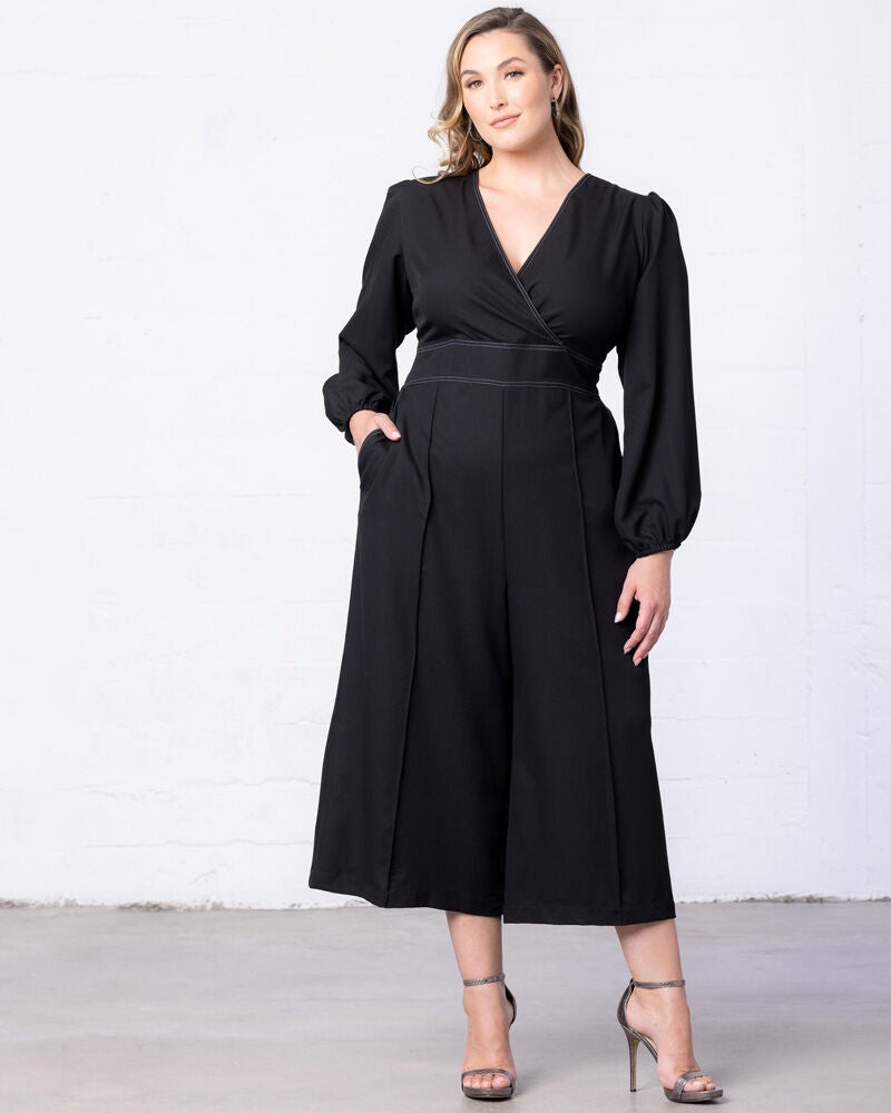 Tessa Cropped Wide-Leg Jumpsuit, Black, alternate image number 2