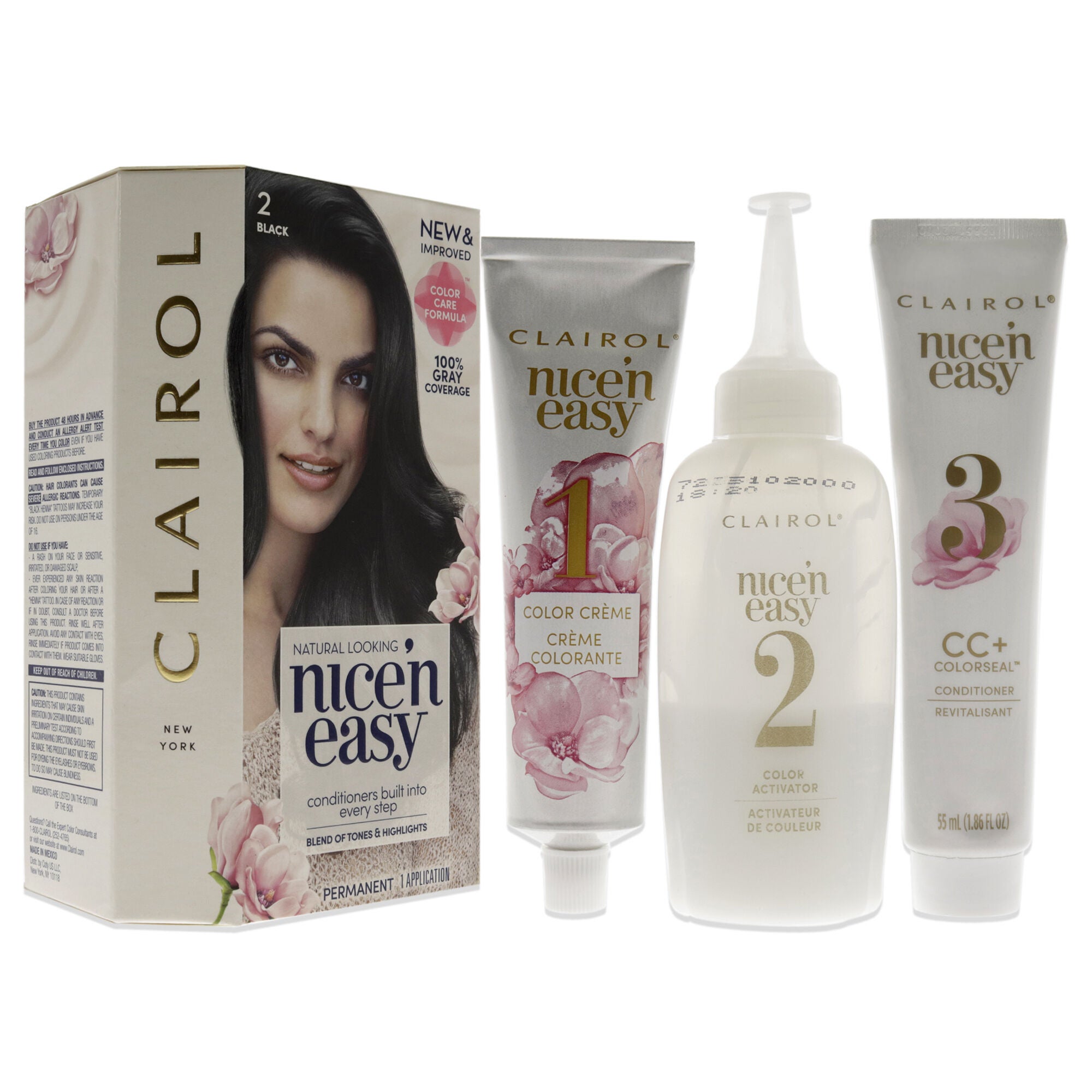 Nice n Easy Permanent Color - 2 Black by Clairol for Women - 1 Application Hair Color, See Description, alternate image number 1