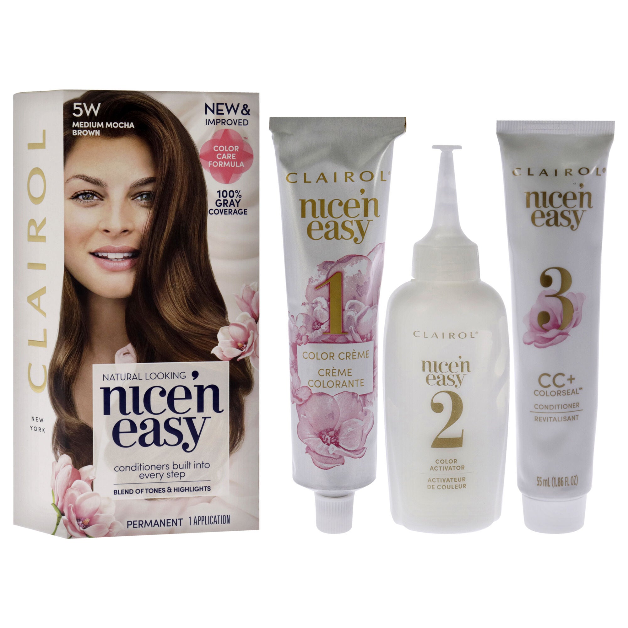 Nice n Easy Permanent Color - 5W Medium Mocha Brown by Clairol for Women - 1 Application Hair Color, See Description, hi-res image number 0