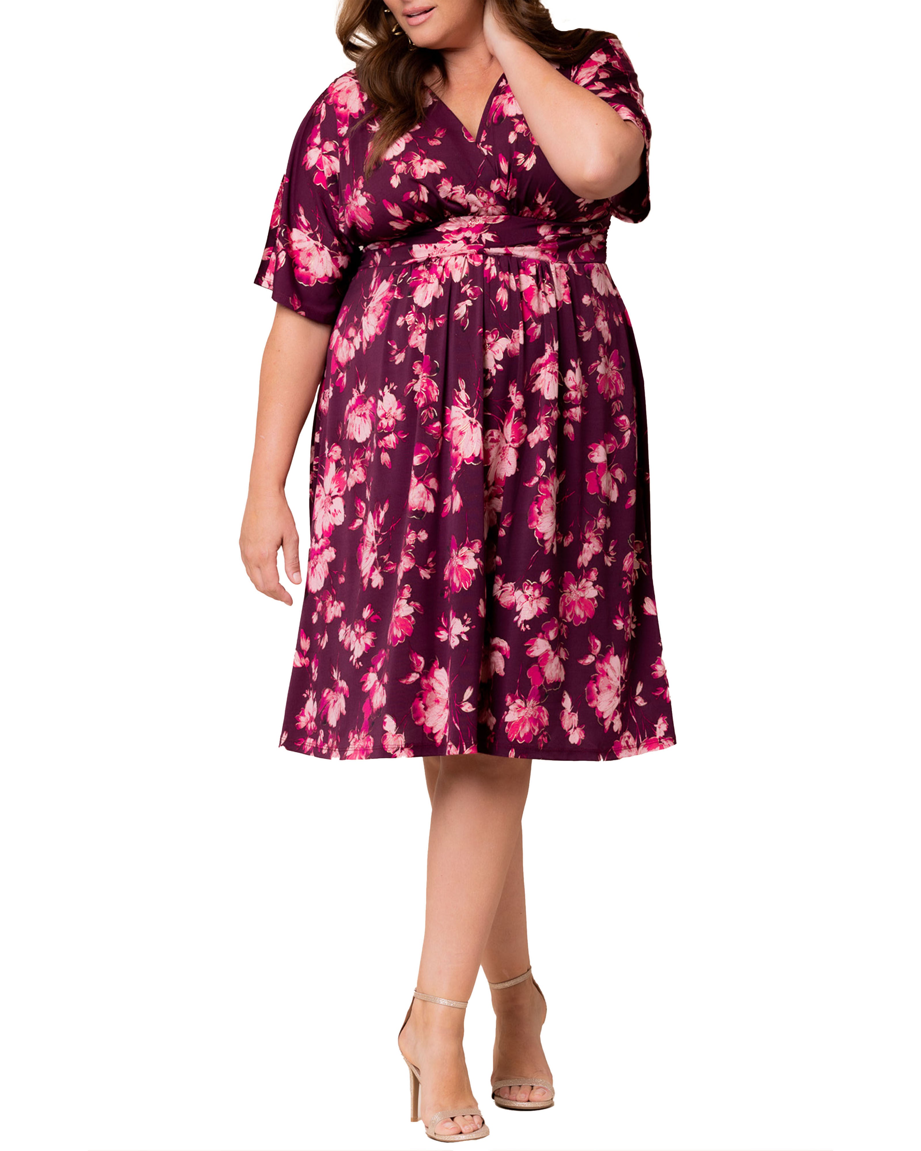 GIA FLOWY MIDI DRESS, SHIMMERING SANGRIA BLOOMS / New Wine, hi-res image number 0