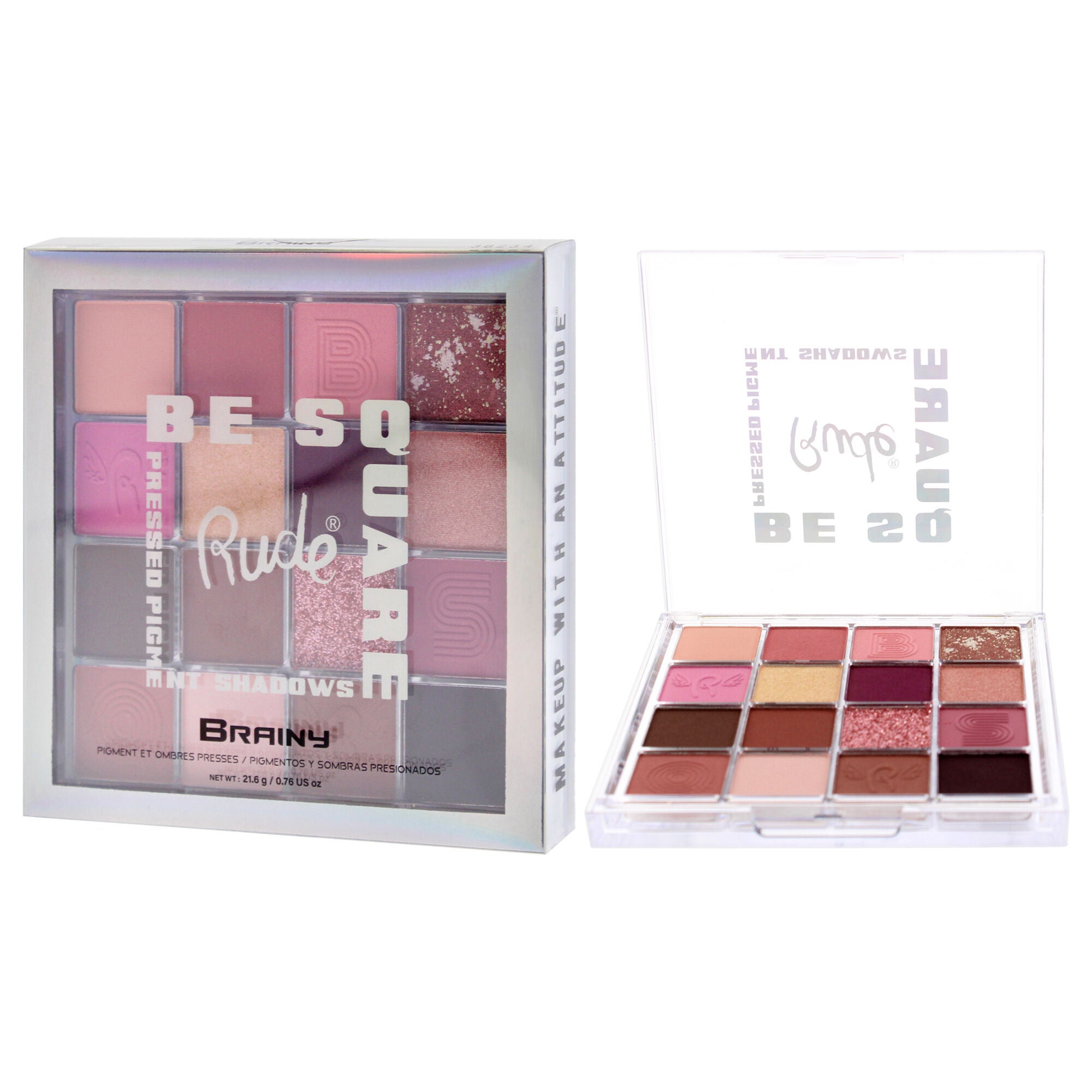 Be Square Pressed Pigments and Shadows - Brainy by Rude Cosmetics for Women - 0.76 oz Makeup, Multi, alternate image number 3