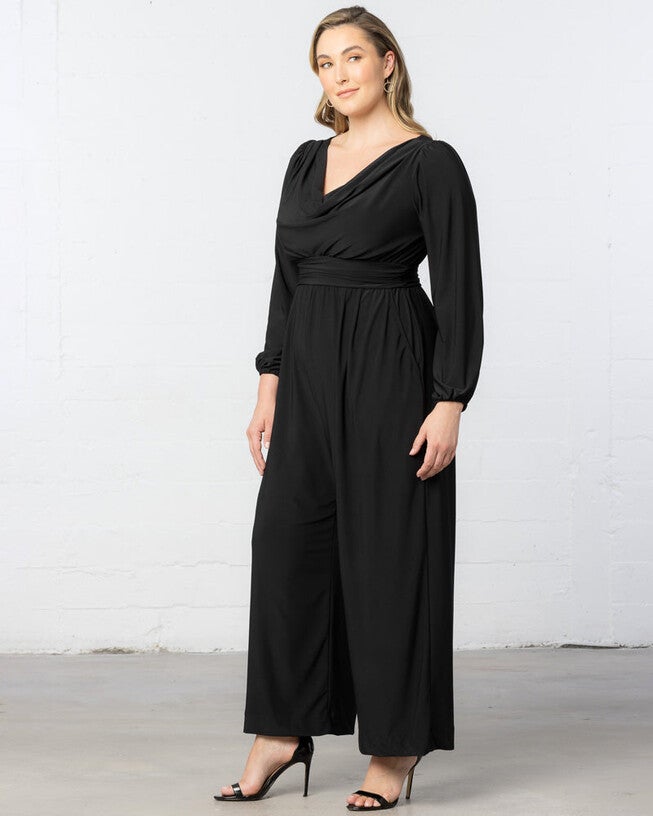 Natalia Cowl Neck Jumpsuit, Black Noir, alternate image number null