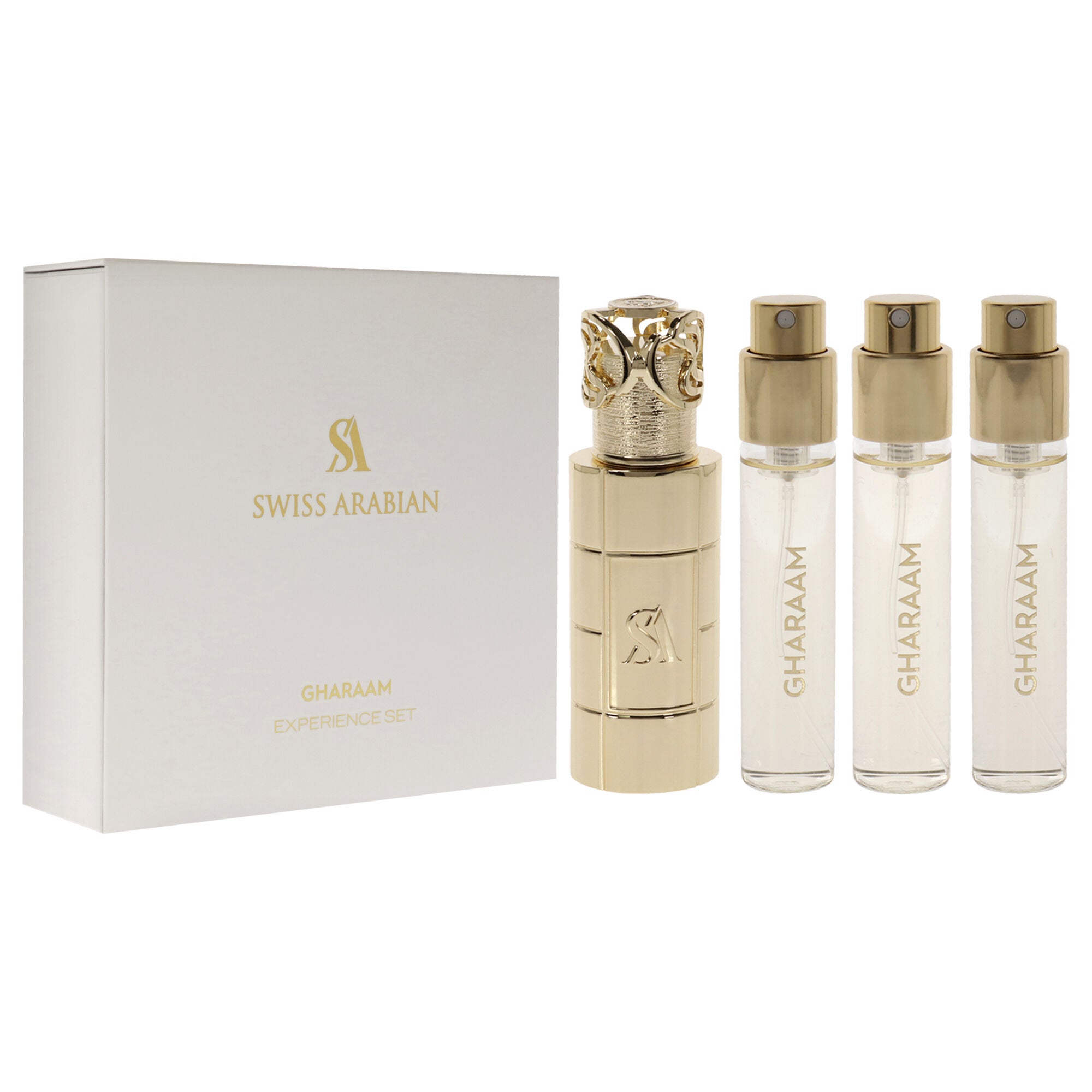 Gharaam by Swiss Arabian for Unisex - 4 Pc Mini Gift Set 3 x 10ml Perfume Spray, 1 Metal Case, , alternate image number 6